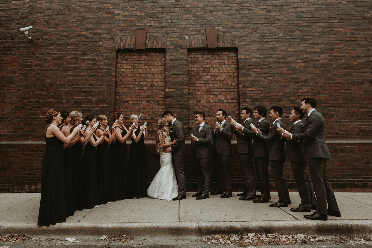 architectural artifacts Chicago wedding photography. confetti animation. 