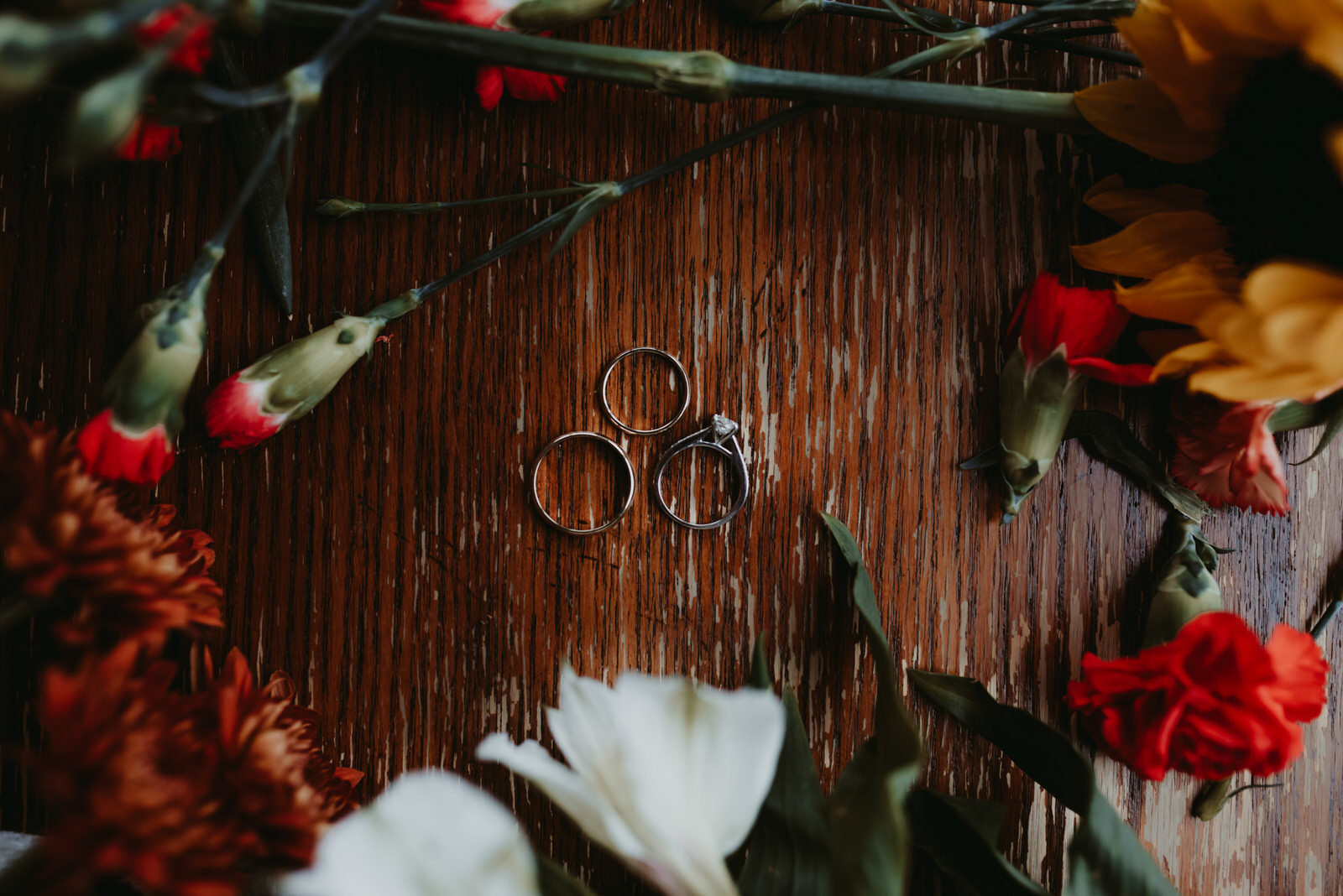 ring detail with flowers, moody photography, Chicago wedding photography - The Adamkovi