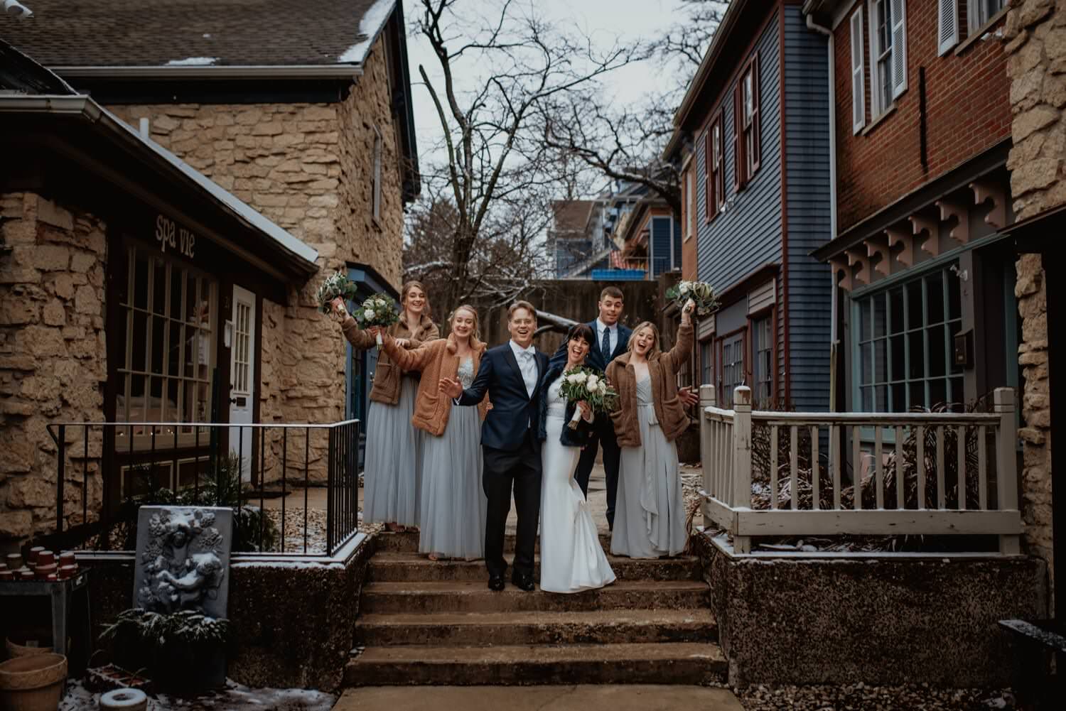 bridal party celebrating - The Adamkovi Chicago wedding photographer
