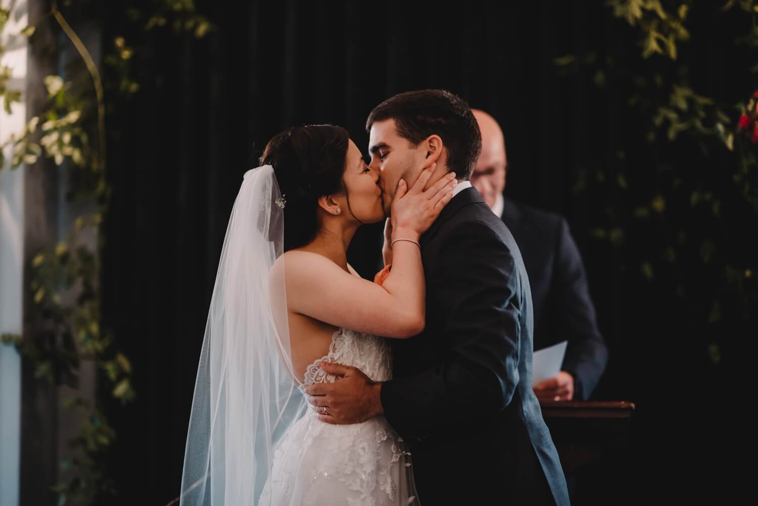 first kiss bride and groom, The Women's Club of Evanston Wedding Photographer - The Adamkovi, Chicago wedding Photographer