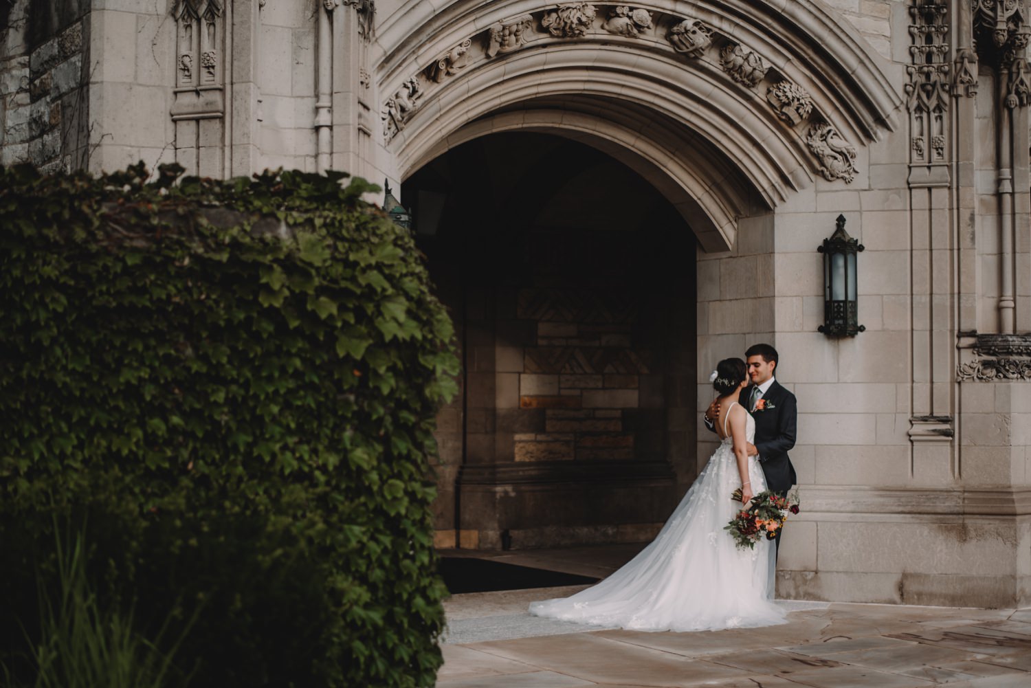 bride and groom portraits, northwestern university, The Women's Club of Evanston Wedding Photographer - The Adamkovi, Chicago wedding Photographer