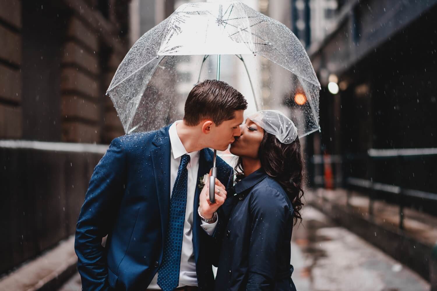 Chicago City Hall Wedding Photographer - The Adamkovi, ally photo with cute umbrella, bride and groom, mixed couple