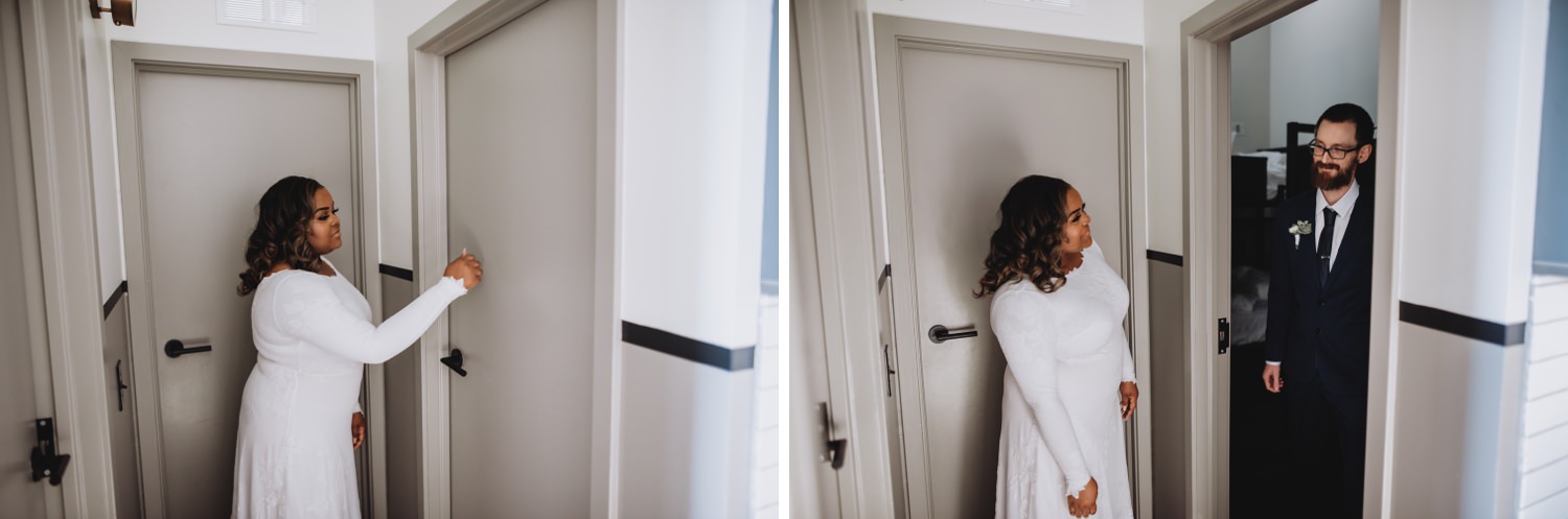 Chicago Elopement photographer - The Adamkovi, bride and groom first look