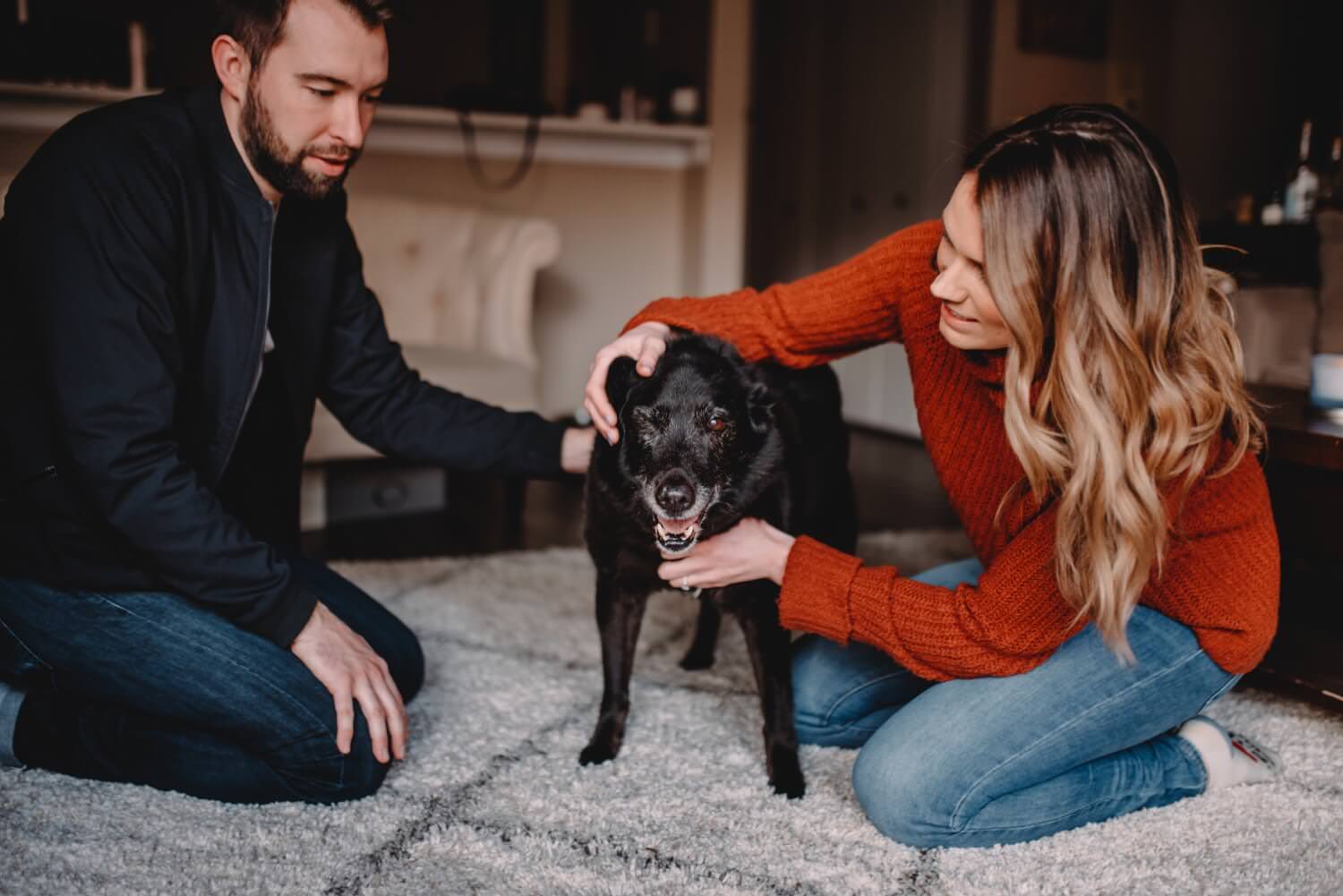 Downtown Chicago Engagement photos with a dog