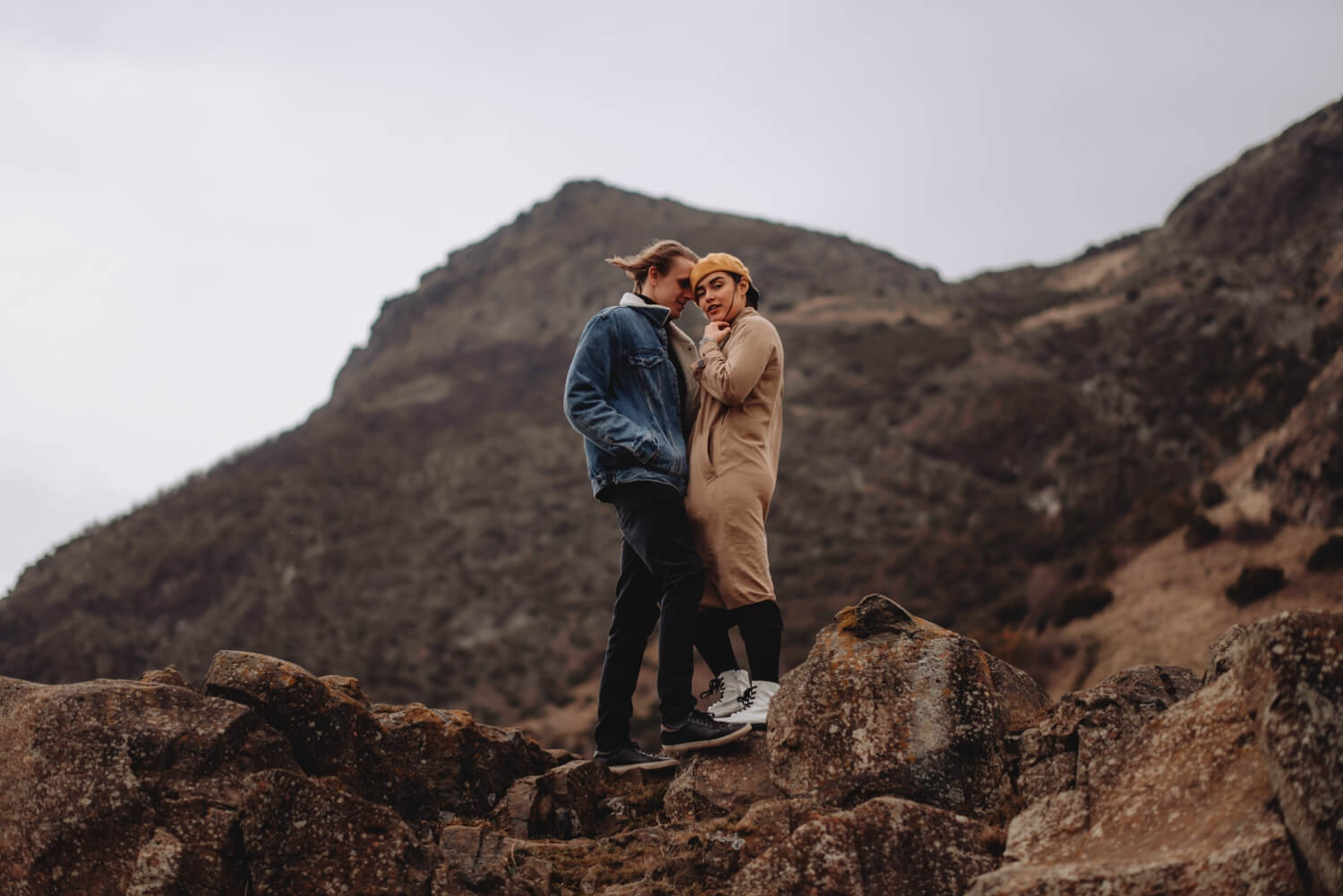 Scotland Couple Photoshoot - Destination wedding photographer - The Adamkovi, scotland highlands , windy couple in love