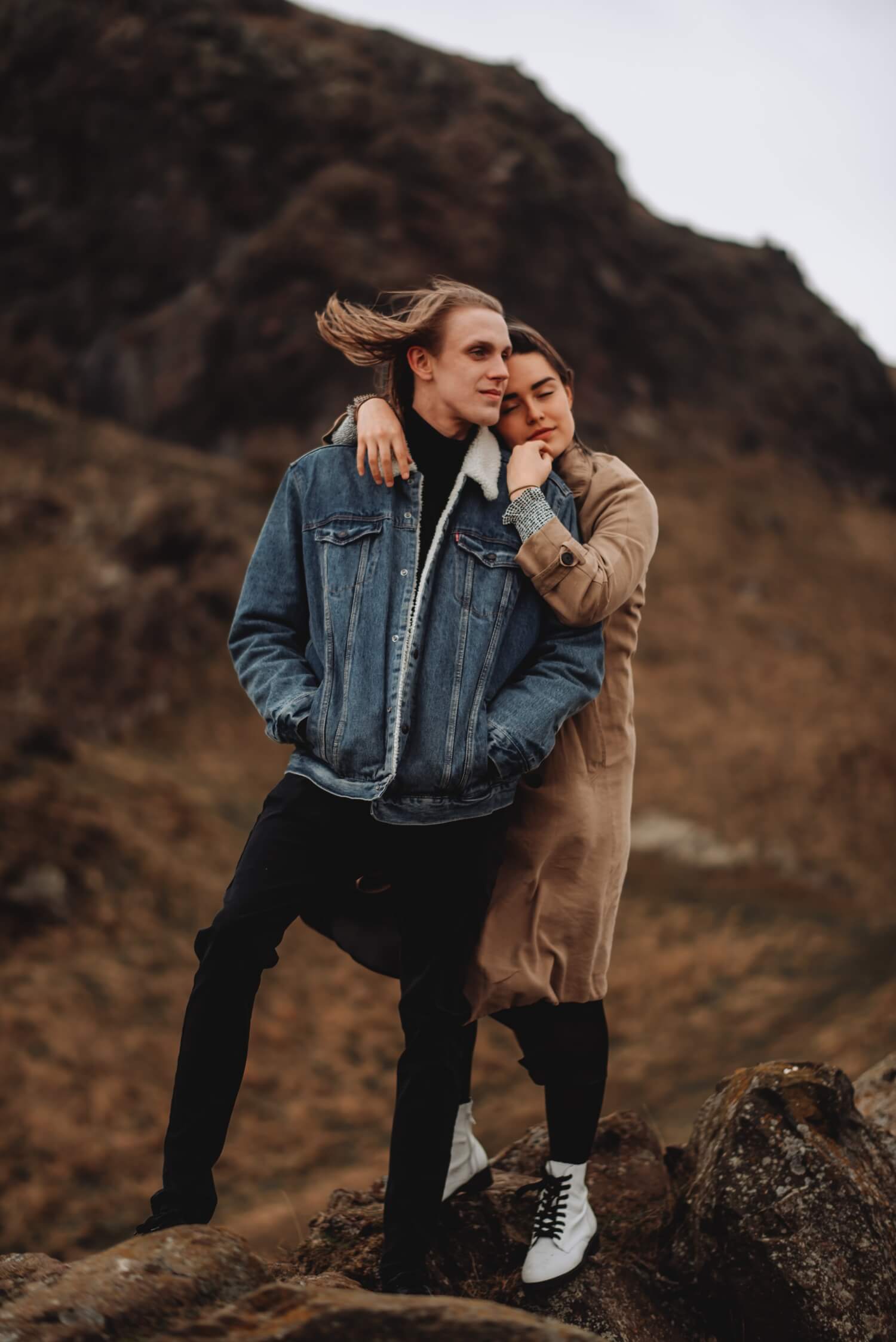 Scotland Couple Photoshoot - Destination wedding photographer - The Adamkovi, scotland highlands windy, couple in love