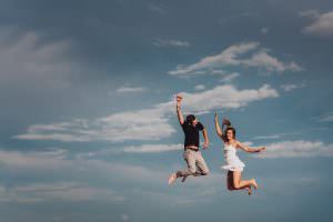North Avenue Beach Engagement Photography Session, bride and groom flying in the sky, in love happy couple, chicago, The Adamkovi