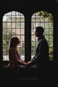 University of Chicago, Hyde Park Engagement Photography Session, ivy wall, window silhouette, The Adamkovi