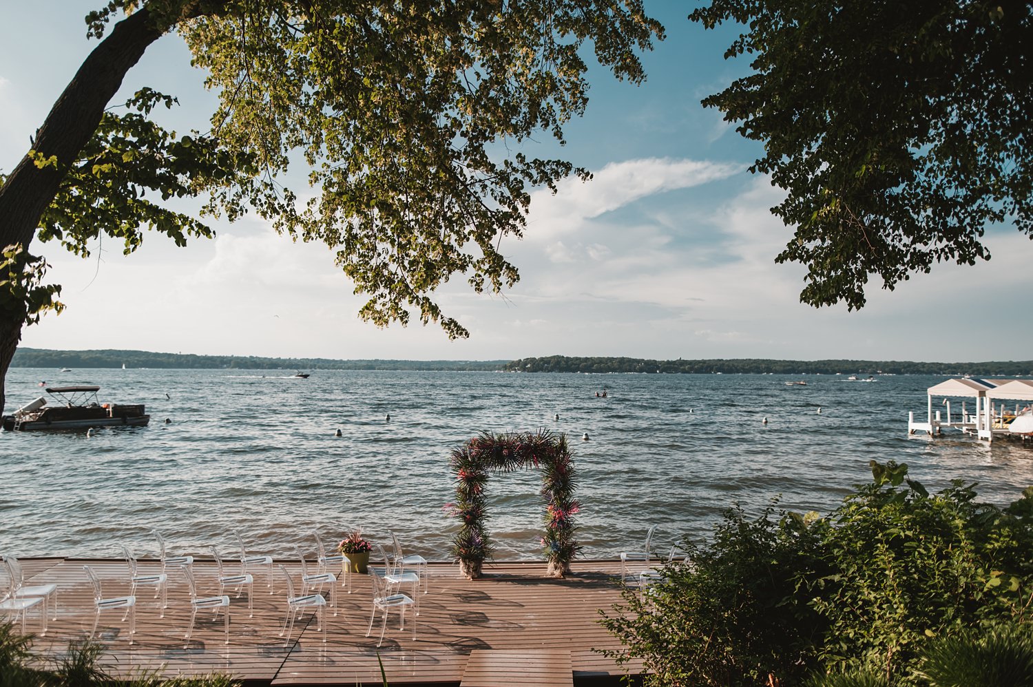 Lake Geneva Micro Wedding - The Adamkovi ceremony on deck