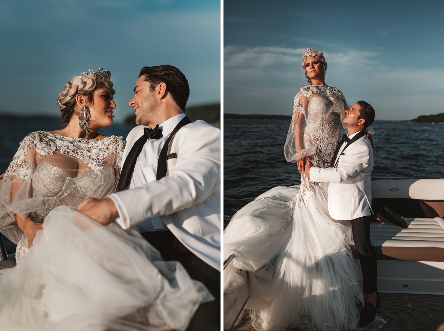 Lake Geneva Micro Wedding - The Adamkovi bride and groom photos on a boat