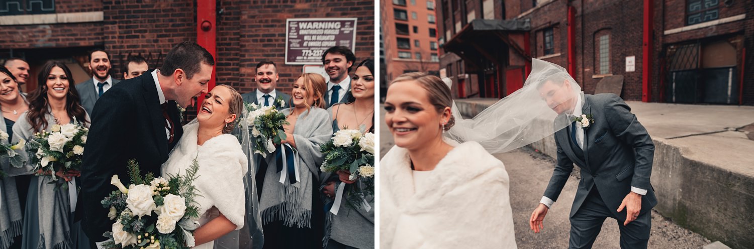 Salvatore's Chicago Wedding - The Adamkovi - bride and groom. photos on kedzie street brige