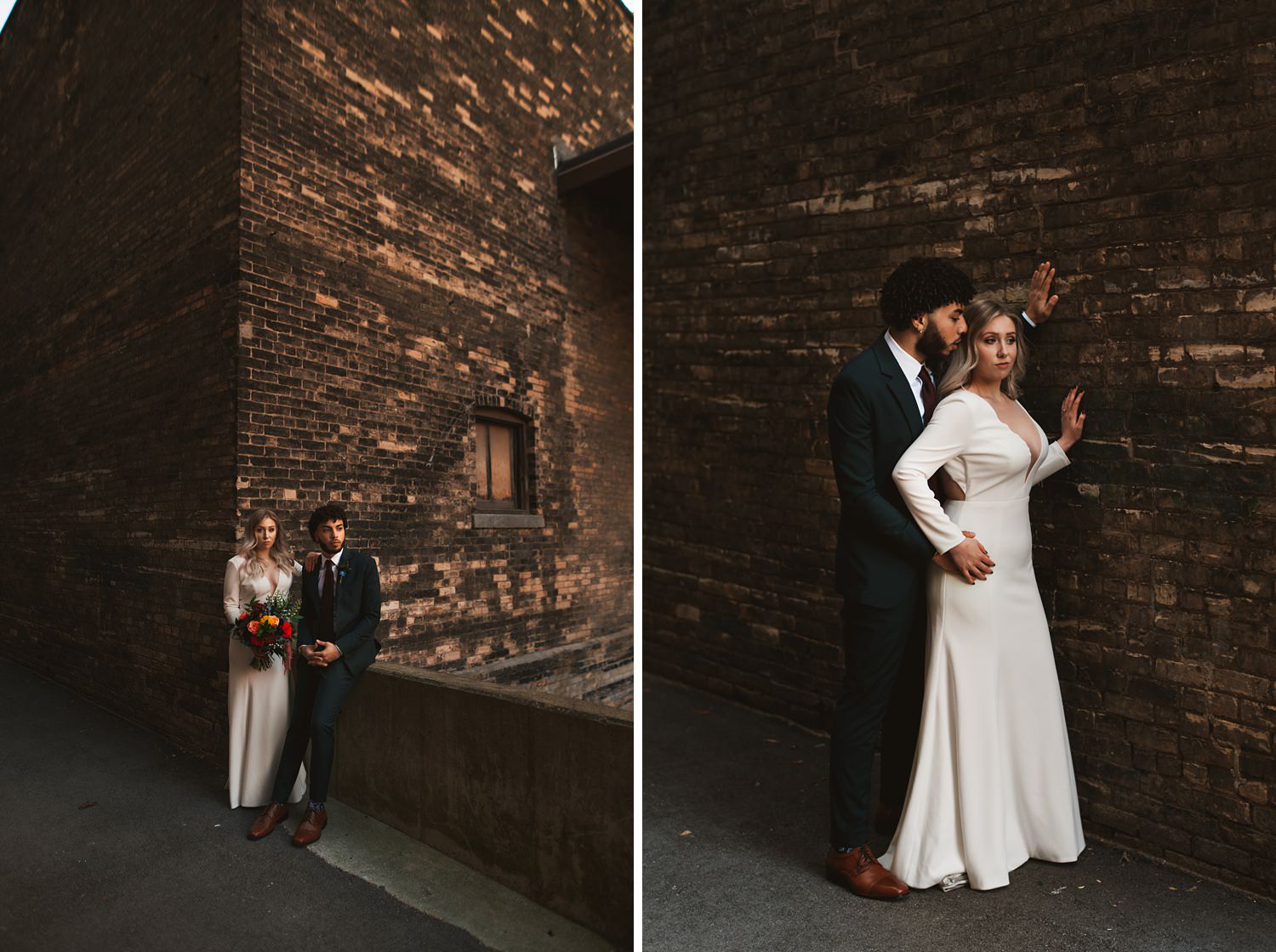 Milwaukee wedding, bride and groom portrait session, Jenny Yoo dress, Historic Third Ward, wedding photographer