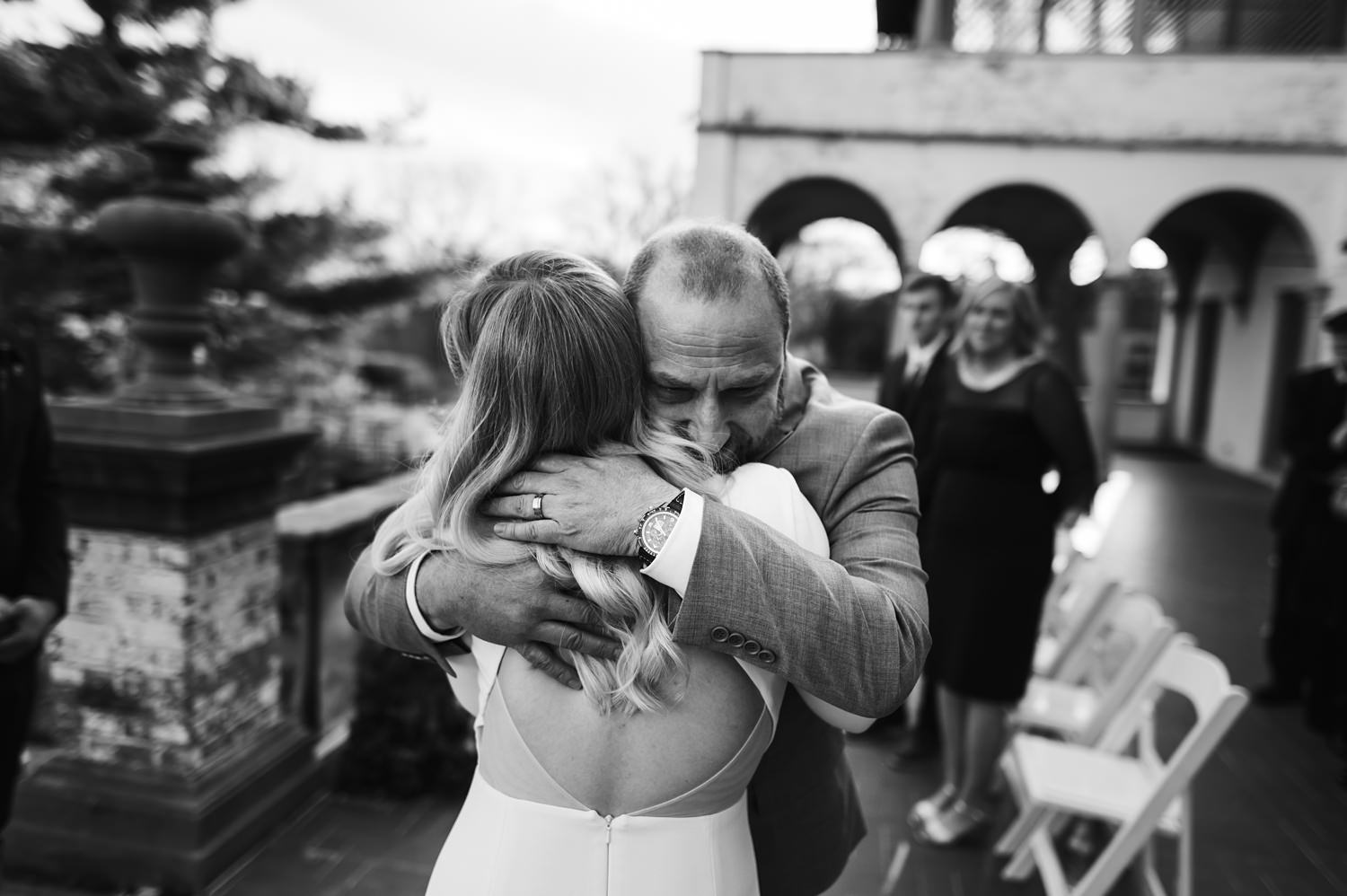 Villa Terrace Milwaukee Wedding Photography - wedding ceremony romantic, micro wedding, father crying