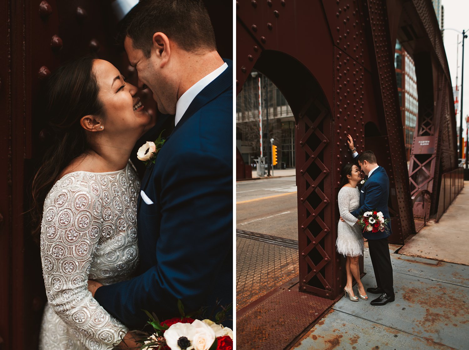 LaSalle Street Bridge wedding photos - The Adamkovi