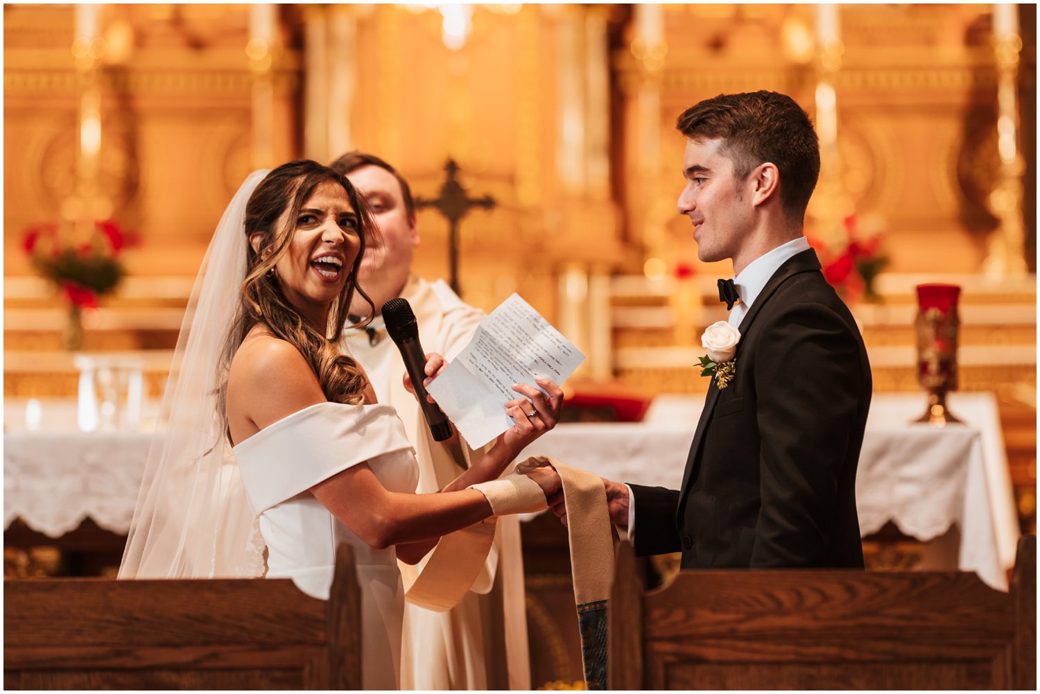 St. Hedwig Catholic Church Chicago wedding ceremony photos bride hilarious