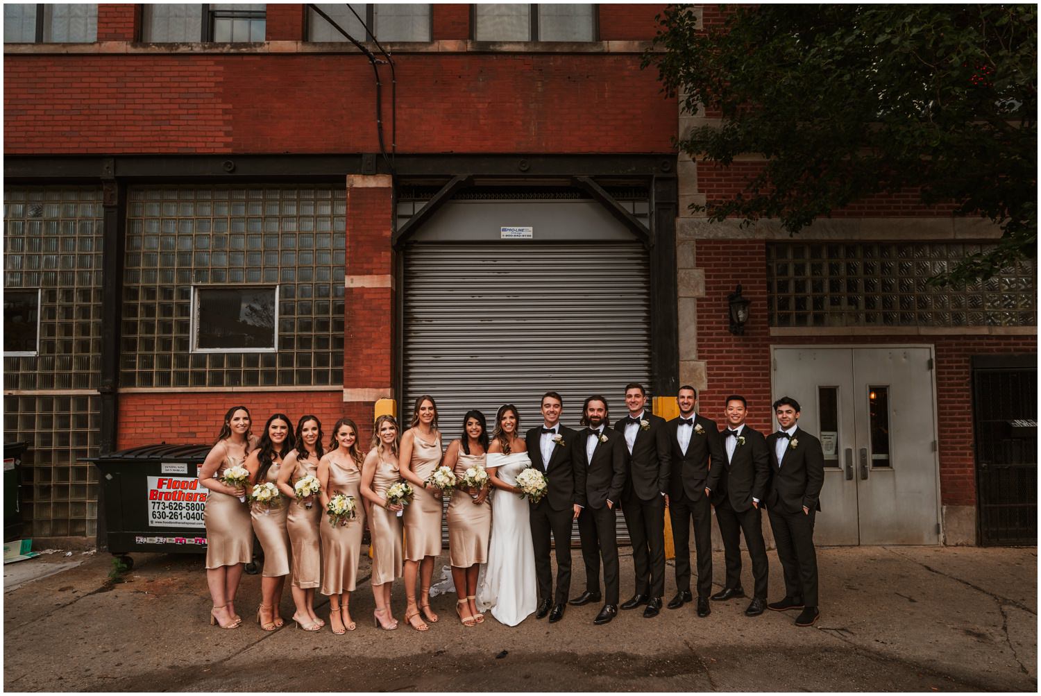 Fairlie Chicago Wedding Photos in front of Urban Garage door