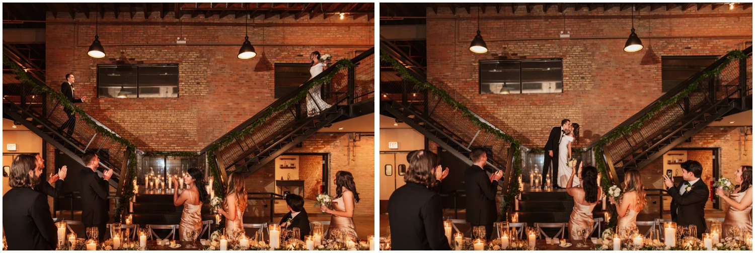 Fairlie Chicago Wedding Photos reception walking down the stairs