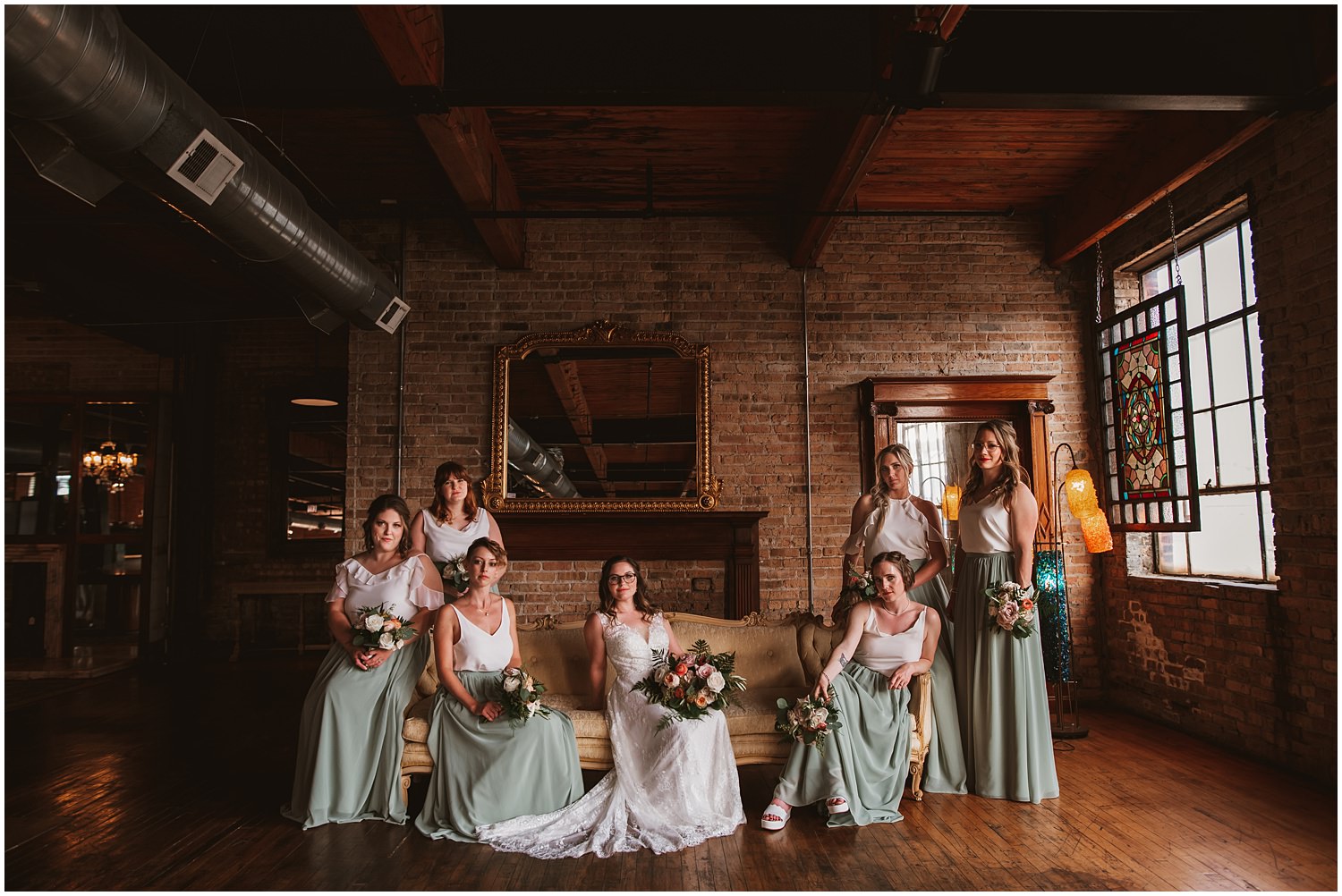 Salvage One documentary Wedding Photography - bridesmaids vogue pose photos