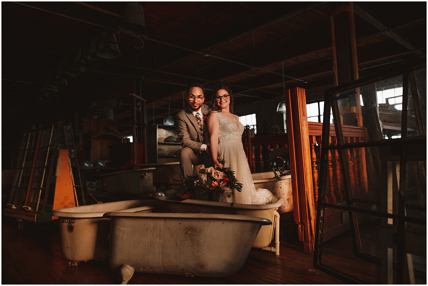 Salvage One documentary Wedding Photography - epic bride and groom portraits