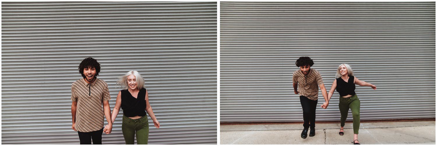 Downtown Chicago Engagement Session Photography - garage door