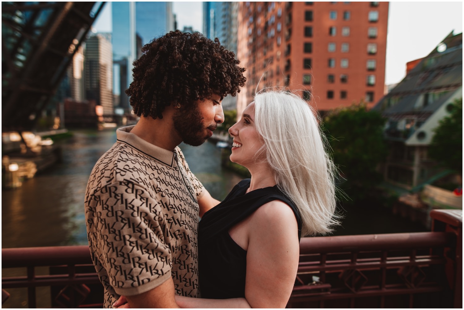 Downtown Chicago Engagement Session Photography - Kenzie street bridge