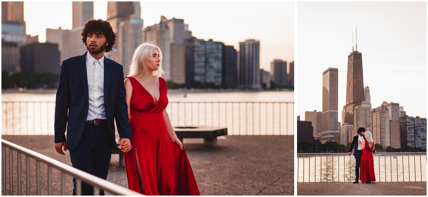 Downtown Chicago Engagement Session Photography - olive park, skyline