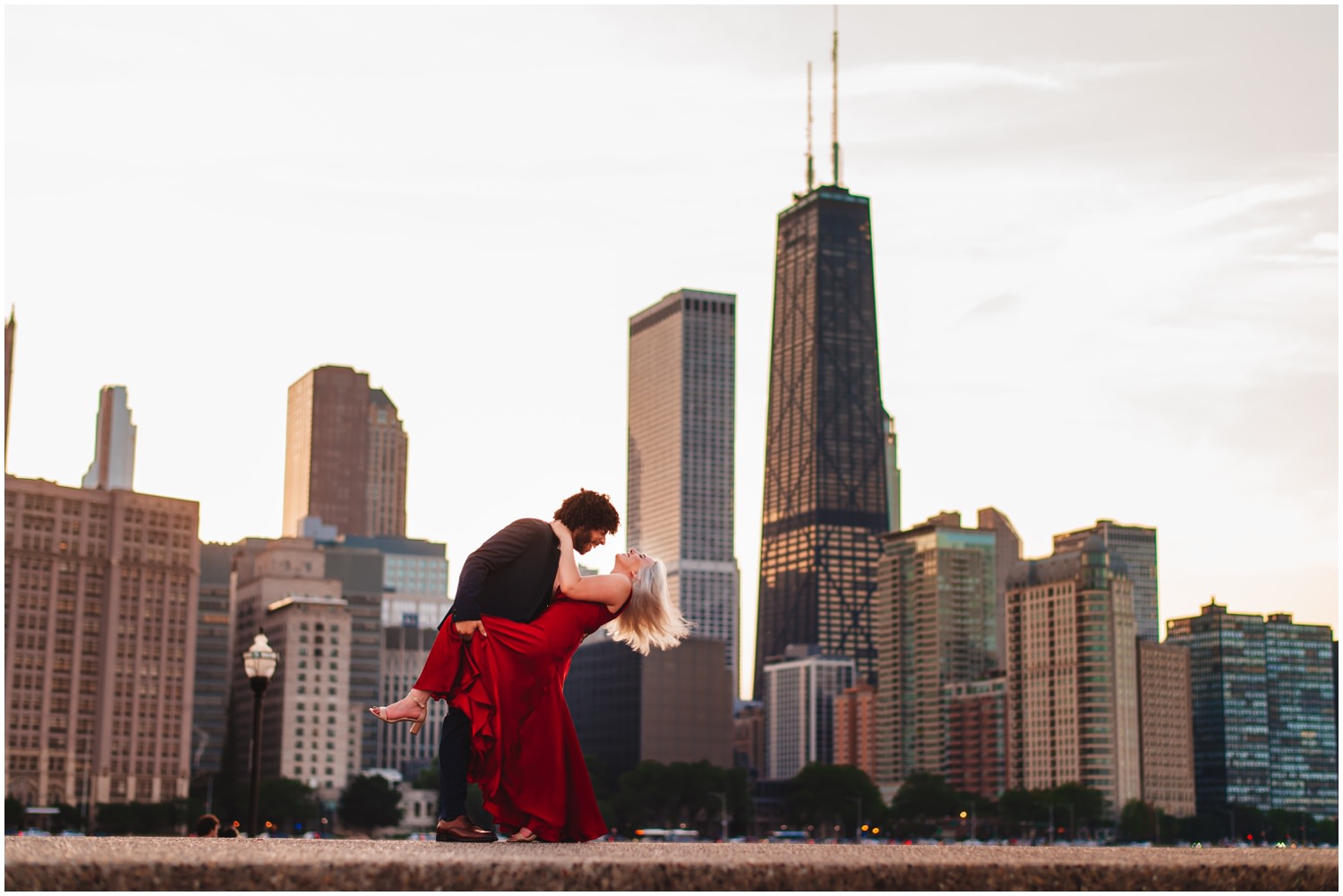Downtown Chicago Engagement Session Photography - olive park, skyline