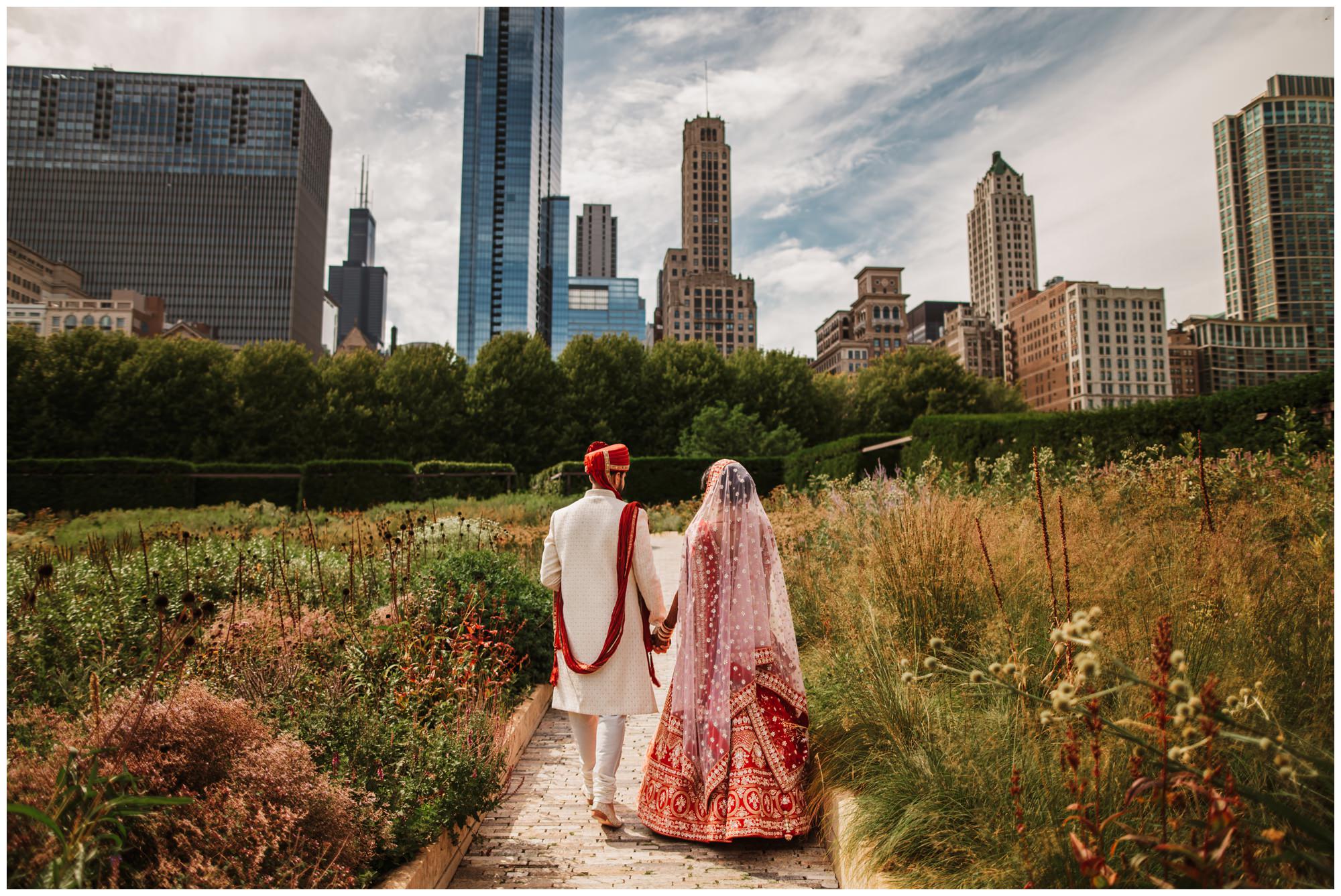 Lurie Garden wedding portraits Chicago